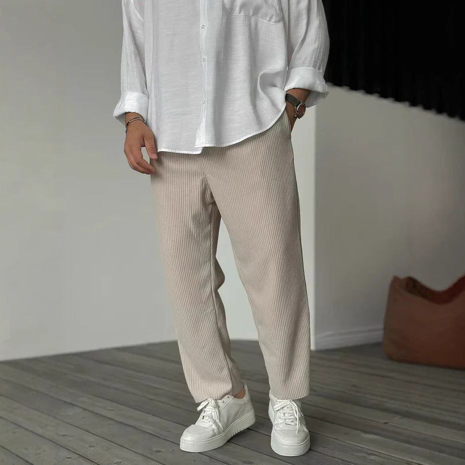 Herren Freizeit Streifen Cropped Hose – Moderner Hong Kong Style für Sommer & Alltag