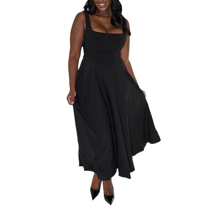 Damen Elegantes Ärmelloses A-Linien Midikleid mit Quadrat-Ausschnitt – Perfekt für Sommer, Brunch & City Looks