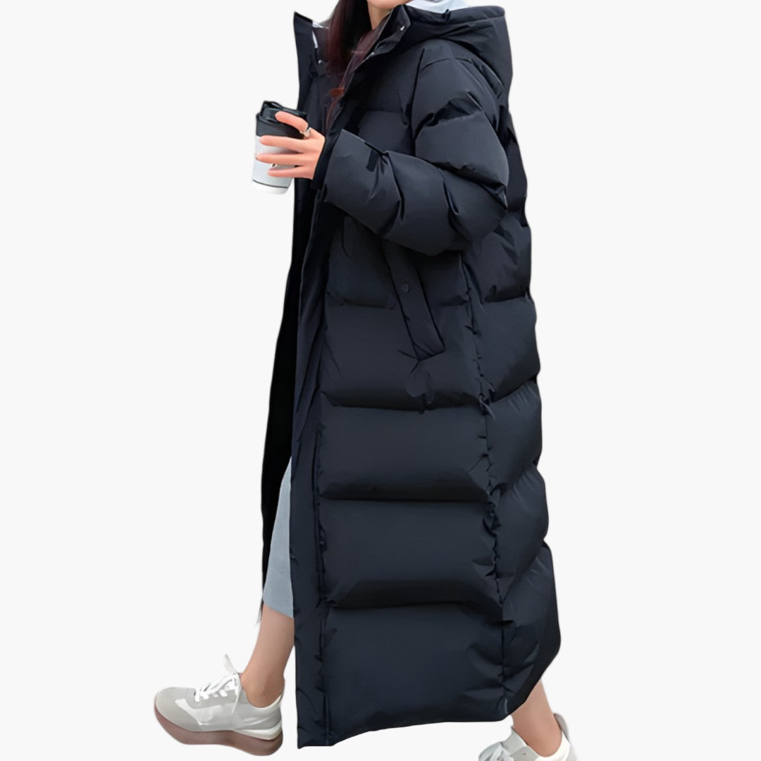 Damen Winter Steppmantel Lang Parka Wasserdicht mit Kapuze – Eleganter Outdoor Begleiter