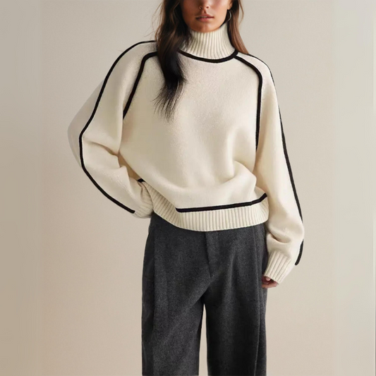 Women's turtleneck sweater in modern oversized style for autumn and winter