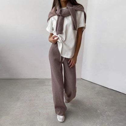 Women's Knit Two-Piece Set with Turtleneck – Loungewear & Casual Outfit