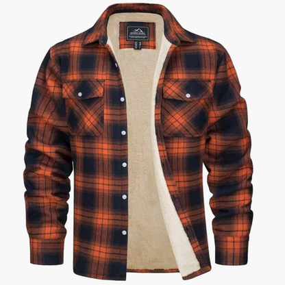 Men's Fleece Checkered Shirt Jacket Outdoor Style – Warm & Comfortable for Autumn and Winter