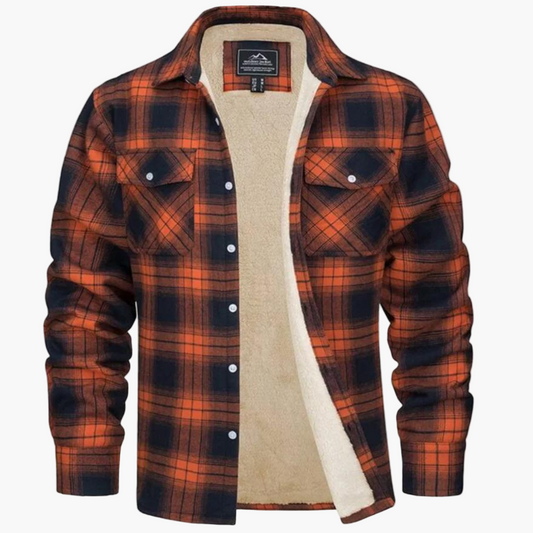 Men's Fleece Checkered Shirt Jacket Outdoor Style – Warm & Comfortable for Autumn and Winter