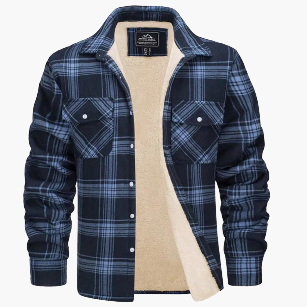 Men's Fleece Checkered Shirt Jacket Outdoor Style – Warm & Comfortable for Autumn and Winter