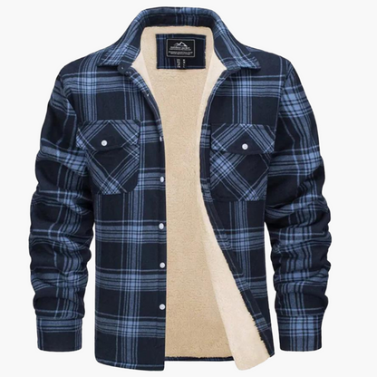 Men's Fleece Checkered Shirt Jacket Outdoor Style – Warm & Comfortable for Autumn and Winter