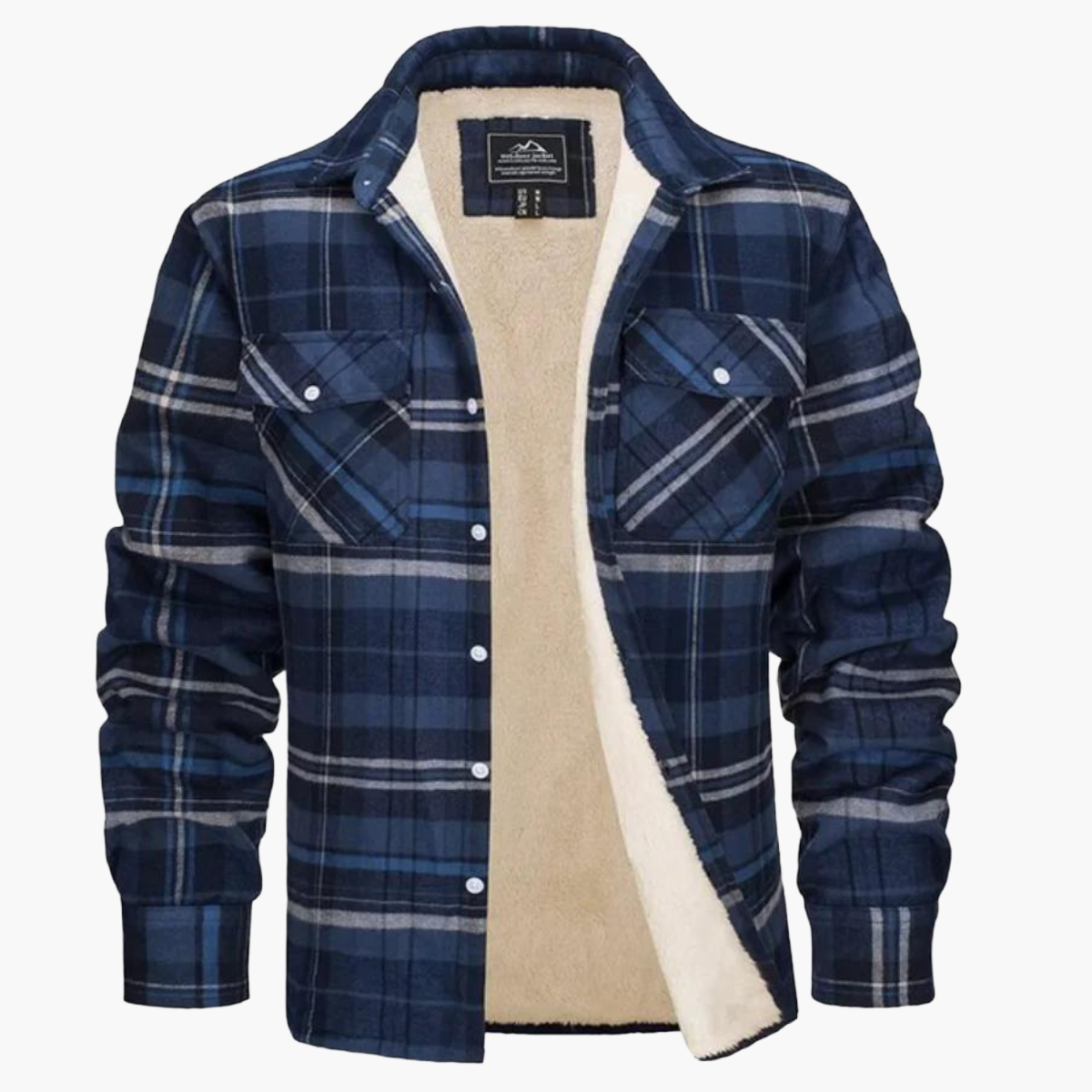 Men's Fleece Checkered Shirt Jacket Outdoor Style – Warm & Comfortable for Autumn and Winter
