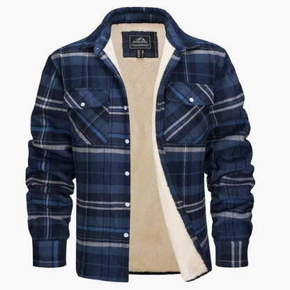 Men's Fleece Checkered Shirt Jacket Outdoor Style – Warm & Comfortable for Autumn and Winter