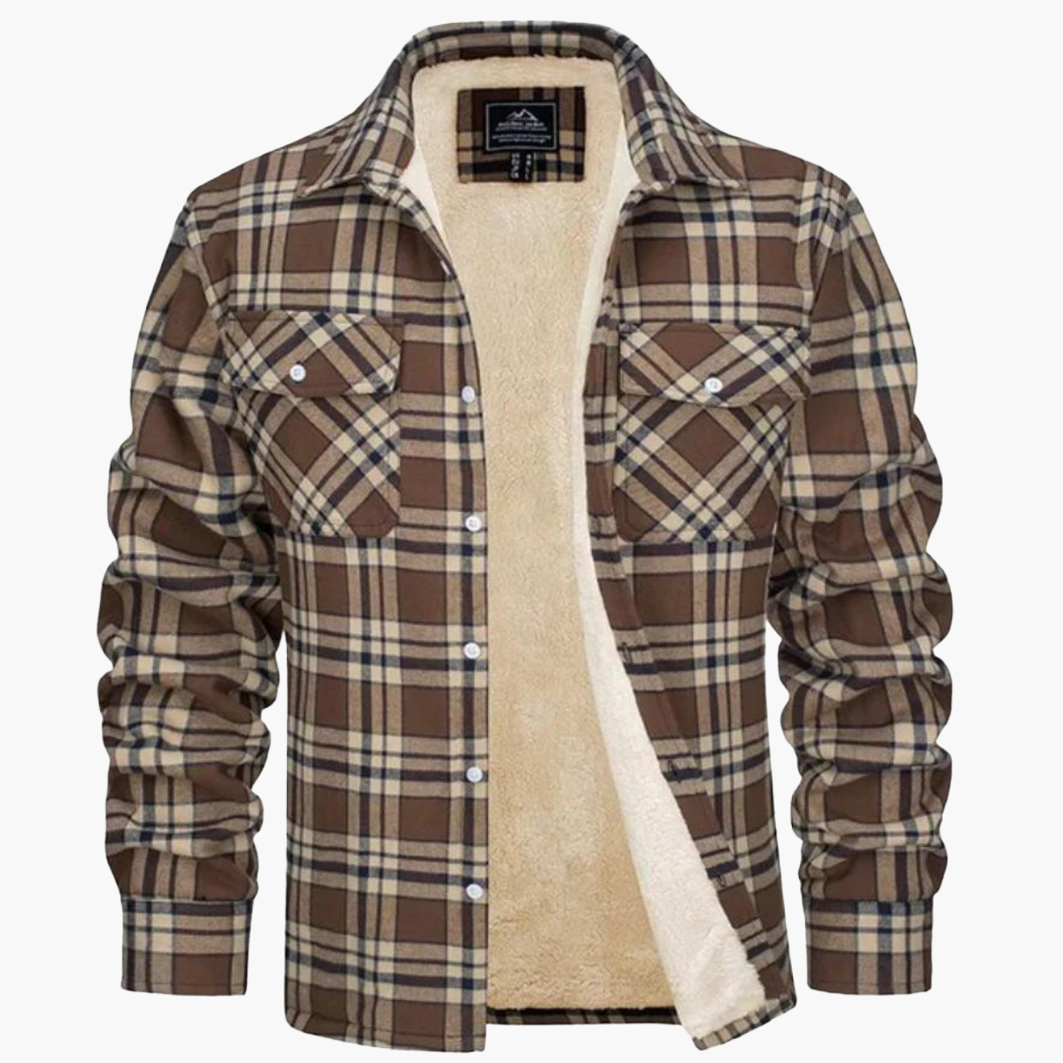 Men's Fleece Checkered Shirt Jacket Outdoor Style – Warm & Comfortable for Autumn and Winter