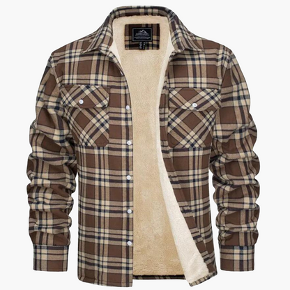 Men's Fleece Checkered Shirt Jacket Outdoor Style – Warm & Comfortable for Autumn and Winter