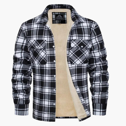 Men's Fleece Checkered Shirt Jacket Outdoor Style – Warm & Comfortable for Autumn and Winter
