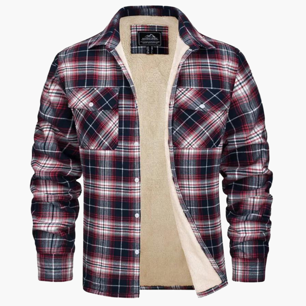 Men's Fleece Checkered Shirt Jacket Outdoor Style – Warm & Comfortable for Autumn and Winter