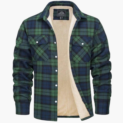 Men's Fleece Checkered Shirt Jacket Outdoor Style – Warm & Comfortable for Autumn and Winter