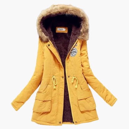 Women's winter parka with hood and fleece lining – fashionable coat for cold days