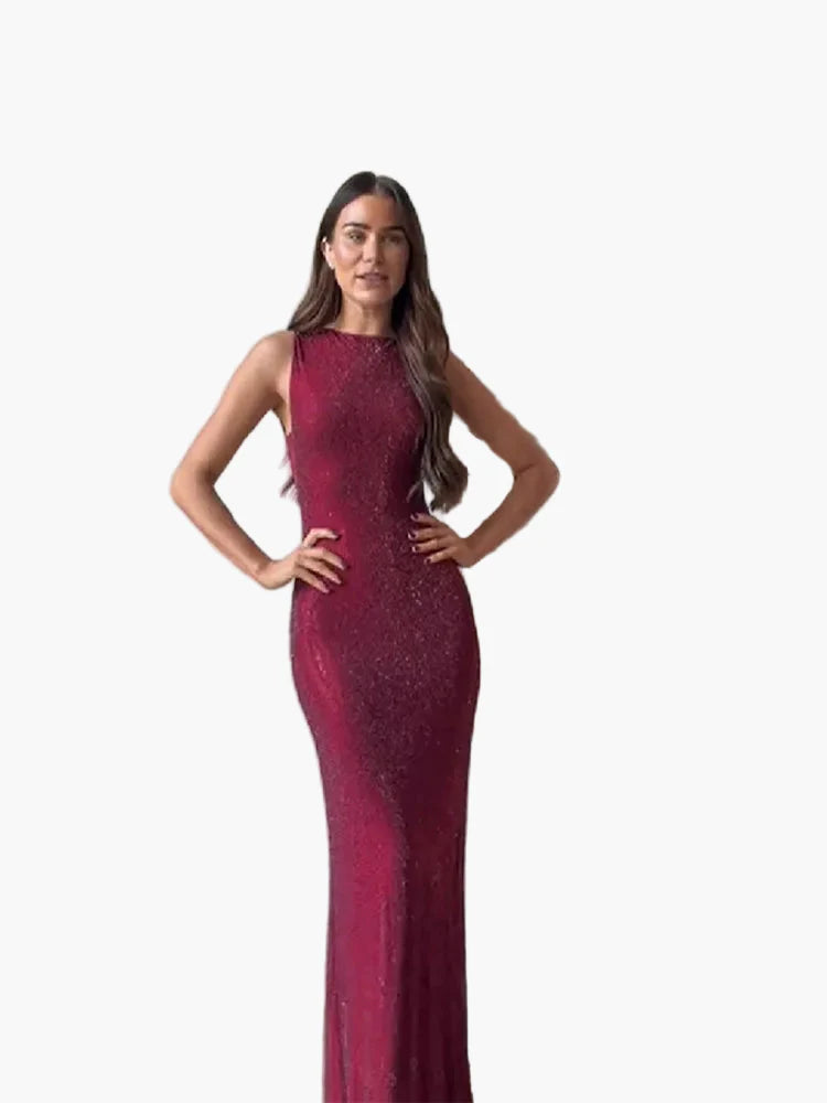 Damen Abendkleid Elegant Figurbetont Bodenlang – Perfekt für festliche Anlässe