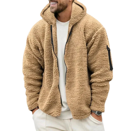 Herren Teddy Fleece Kapuzenjacke – Sportlicher Casual Look, Ideal für Herbst und Winter