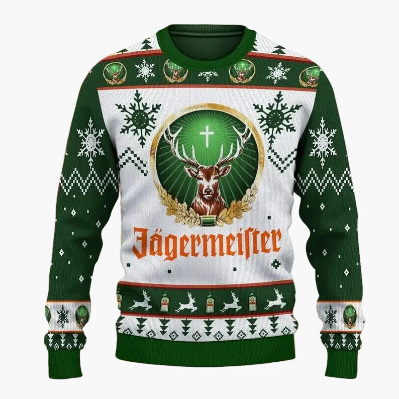 Herren Jägermeister Ugly Christmas Sweater – Party Pullover für Weihnachten und Winter