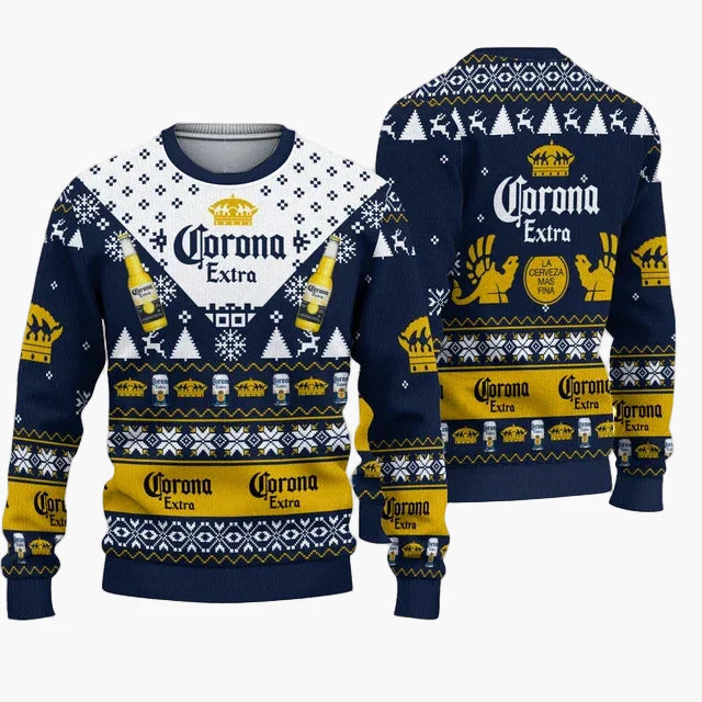 Herren Ugly Christmas Sweater Corona Extra – Lustiger Party-Pullover für Weihnachten