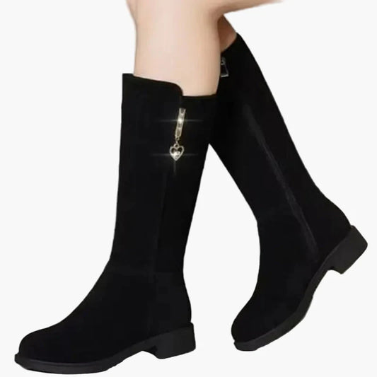 Women's boots with heart zipper, fashionable and versatile for autumn and winter