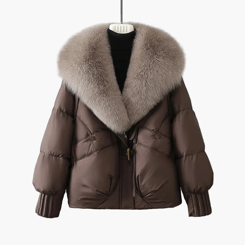 Women's winter jacket with large collar – Elegant, warm quilted jacket for everyday and leisure use