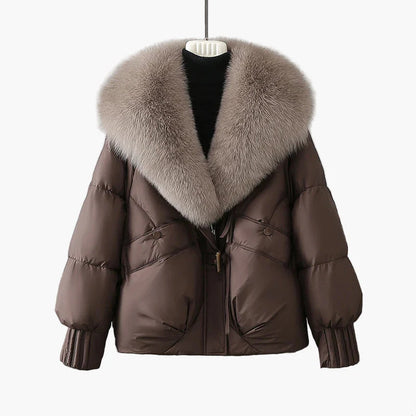 Women's winter jacket with large collar – Elegant, warm quilted jacket for everyday and leisure use