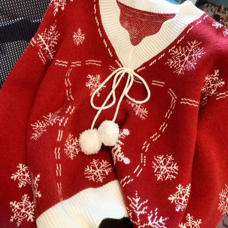 Women's Winter Cardigan with Snowflake Pattern – Festive Knit Sweater for Cozy Occasions