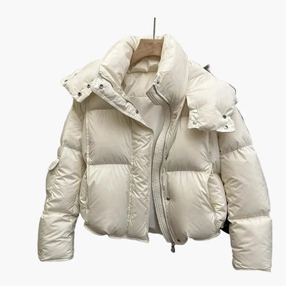 Women's quilted jacket with detachable hood – winter fashion, fashionable style, versatile for everyday and outdoor use