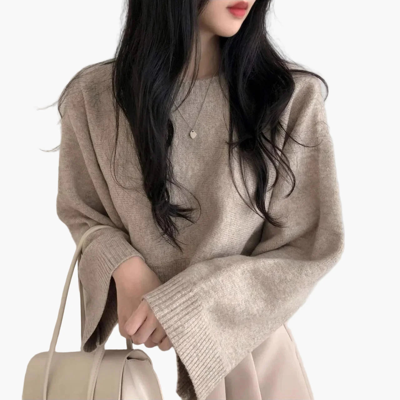 Damen Cropped Pullover mit weitem Ärmel – Modischer Freizeit-Look für Alltag und Büro