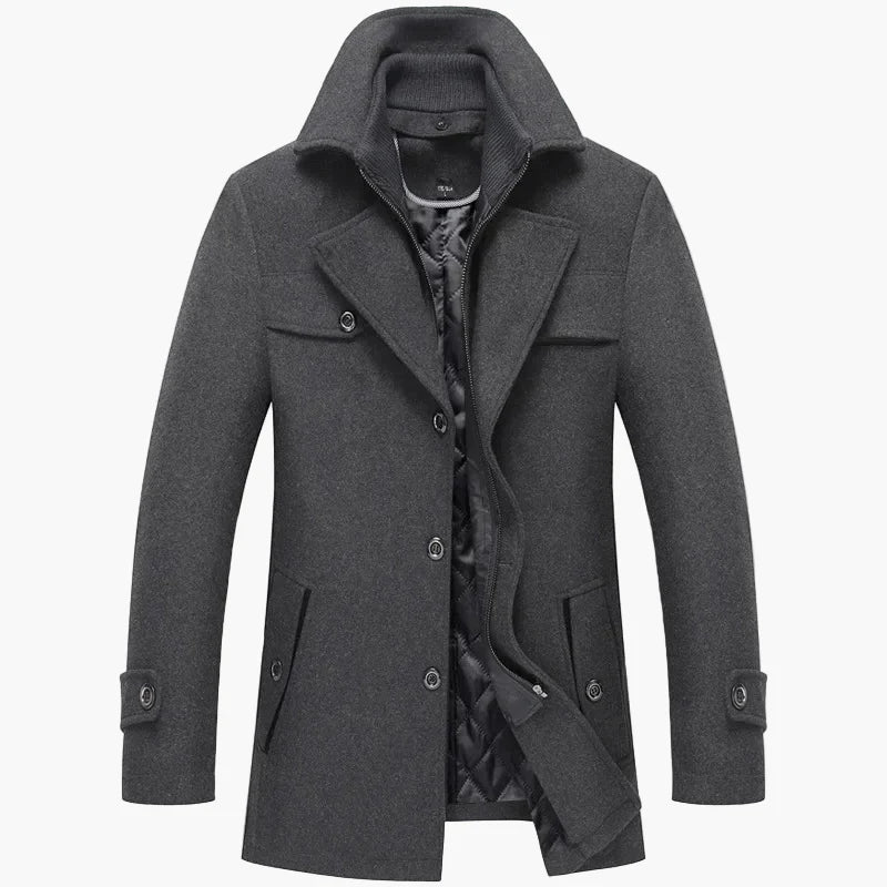 Herren Wintermantel Klassisch Modern – Eleganter Freizeit- und Businessmantel mit Stehkragen