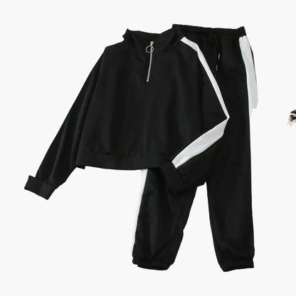 Women's Tracksuit Two-Piece in Korean Style – Fashionable Casual and Sports Look for Autumn