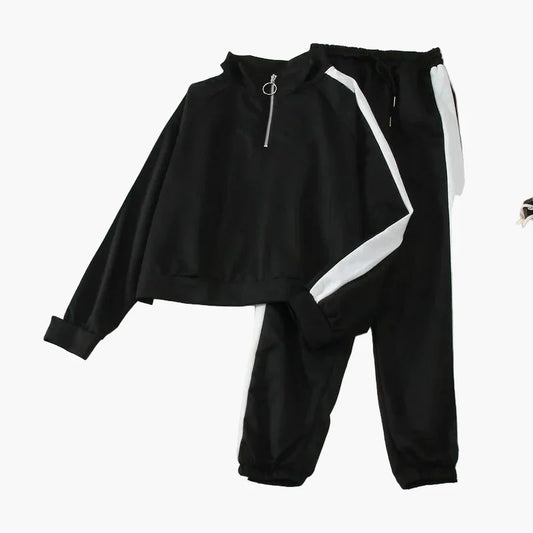 Women's Tracksuit Two-Piece in Korean Style – Fashionable Casual and Sports Look for Autumn