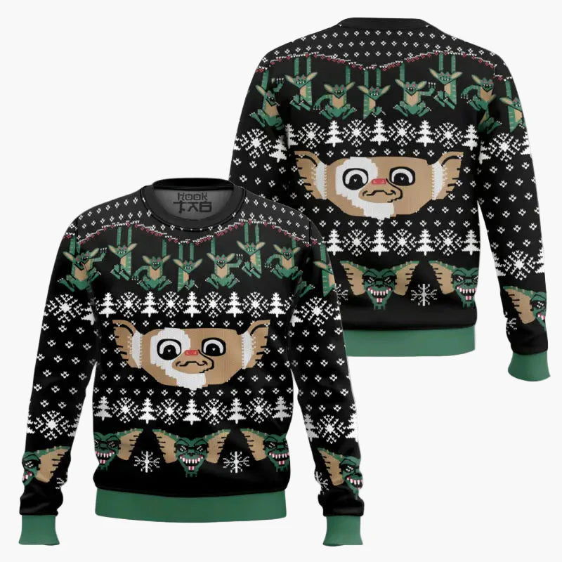 Herren Gremlins Weihnachtspullover – Lustiger Ugly Christmas Sweater mit Gizmo-Motiv