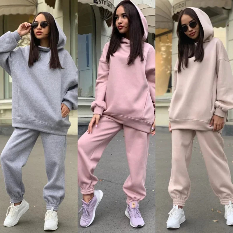 Women's Oversize Hoodie Jogging Suit Two-Piece Set Leisure Street Style