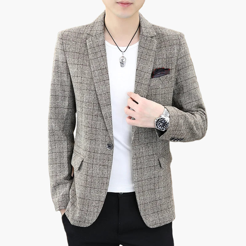Men's Blazer Modern Checked – Elegant Business & Casual Jacket