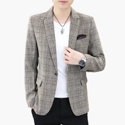 Men's Blazer Modern Checked – Elegant Business & Casual Jacket