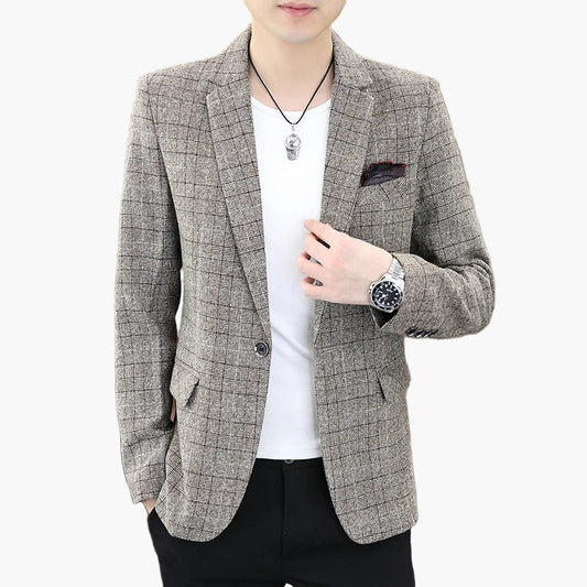 Men's Blazer Modern Checked – Elegant Business & Casual Jacket