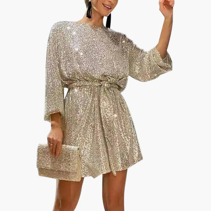 Ladies Elegant Sequin Mini Dress – Party, Evening, Festive, Glitter, Fashionable