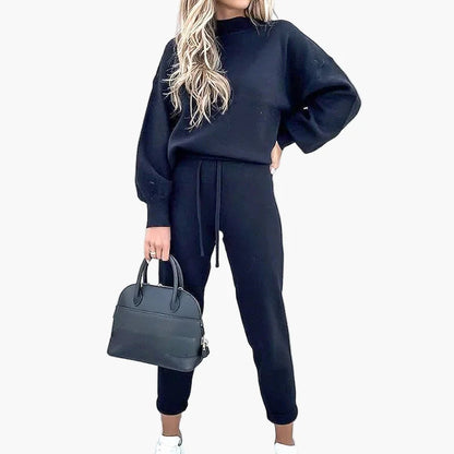 Damen Freizeit Zweiteiler Set – Modisches Lounge Outfit mit Weitbein-Hose und Langarmshirt, Perfekt für Alltag & Streetwear