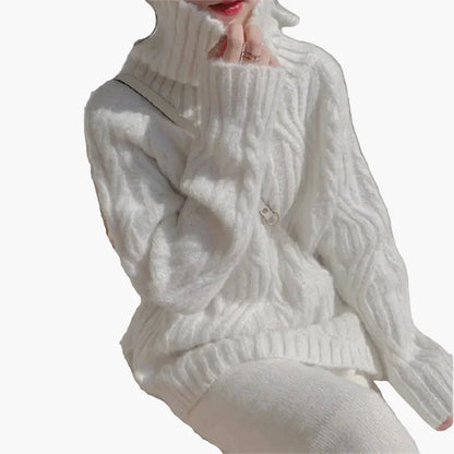 Women's Sweater in Korean Style with Stand-up Collar – Loose, Elegant Autumn and Winter Sweater