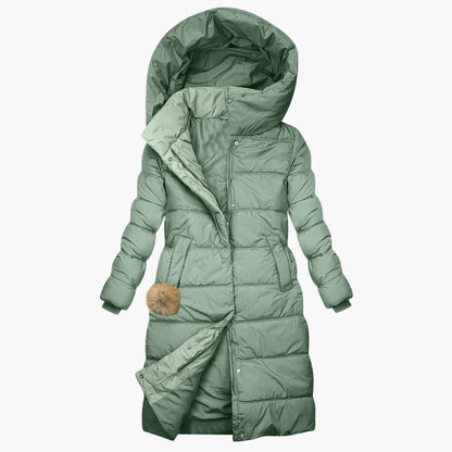 Women's Long Winter Coat Quilted Jacket with Hood – Fashionable Windproof Puffer for Cold Days
