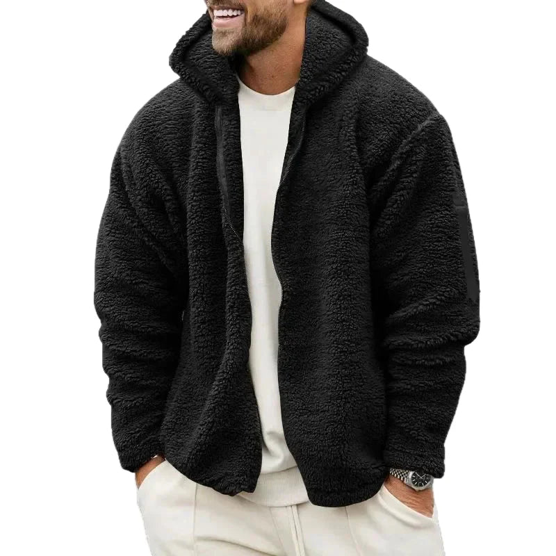 Herren Teddy Fleece Kapuzenjacke – Sportlicher Casual Look, Ideal für Herbst und Winter
