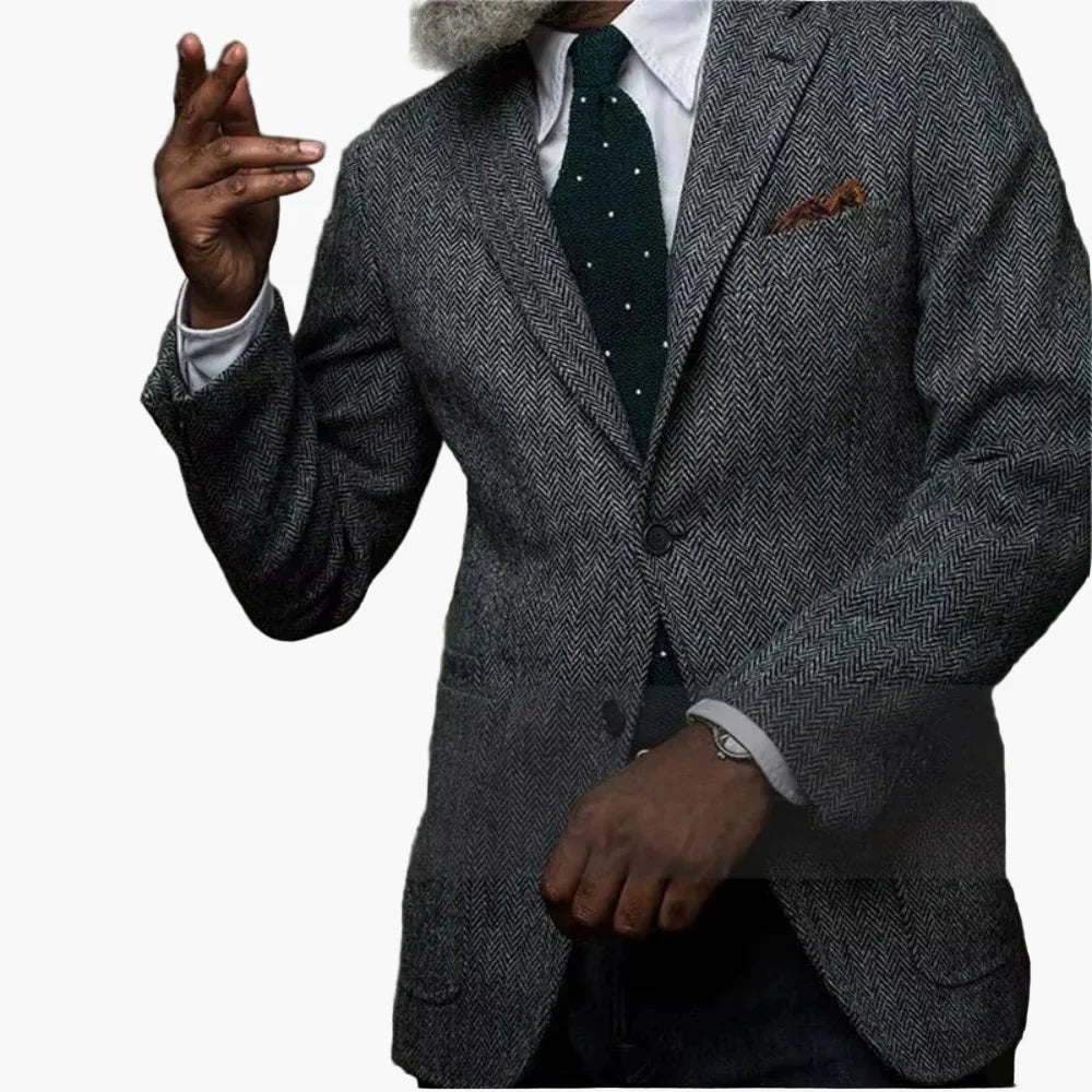 Herren Sakko im klassischen Herringbone-Stil – Eleganter Business- und Freizeit-Blazer