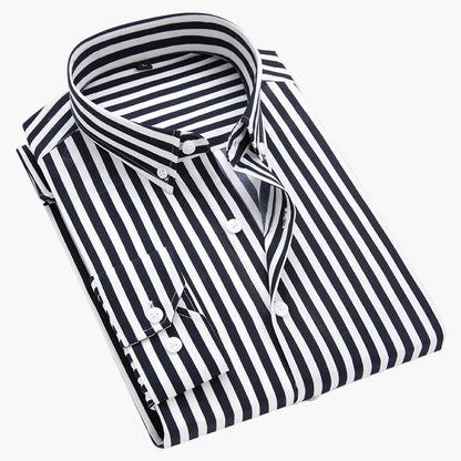 Men's Business Casual Shirt with Stripe Pattern – Elegant and Versatile Style