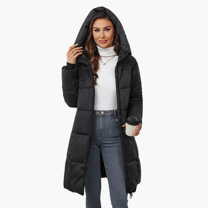 Women's winter quilted coat with hood – fashionable outdoor parka for cold days