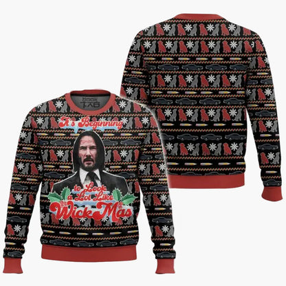 Herren Weihnachtspullover Lustig John Wick Ugly Christmas Sweater – It's Beginning to Look a Lot Like Wick-Mas