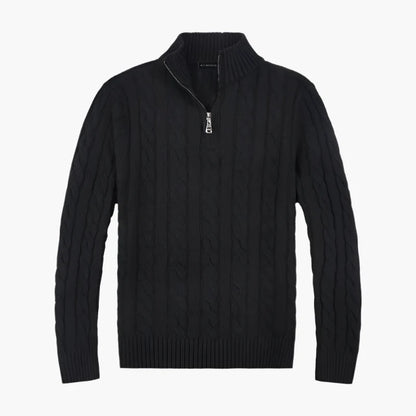 Herren Strickpullover mit Zopfmuster und Reißverschluss – Eleganter Freizeit- und Business-Look