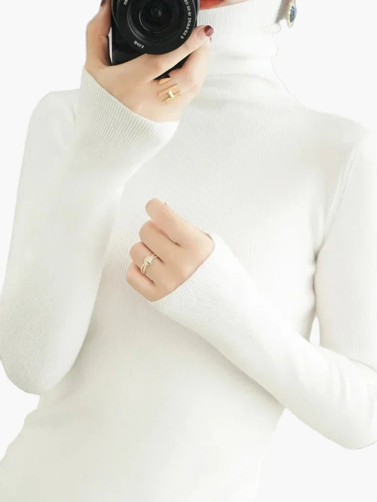Women's Turtleneck Sweater Elegant, Fashionable Fine Knit Sweater for Office & Everyday Use