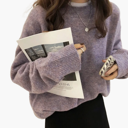 Women's Oversize Sweater Retro Casual Style Autumn Winter Knit Sweater