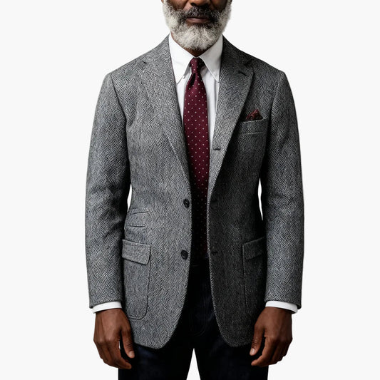 Herren Sakko im klassischen Herringbone-Stil – Eleganter Business- und Freizeit-Blazer