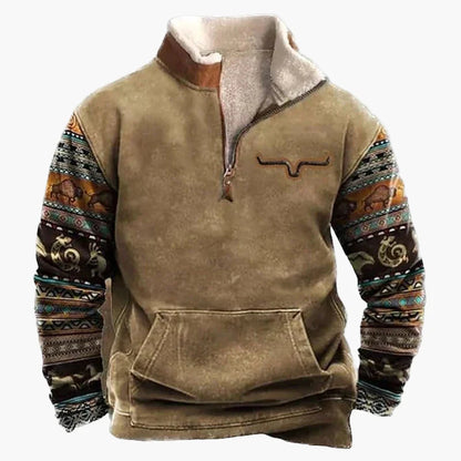Herren Vintage Western Pullover mit Ethno-Muster – Outdoor & Freizeit