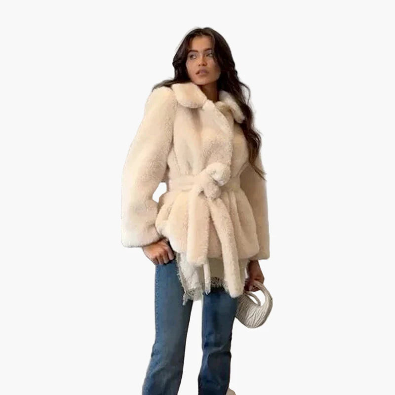 Damen Luxus-Kurzmantel mit Gürtel – Eleganter Alltags- und Anlass-Look